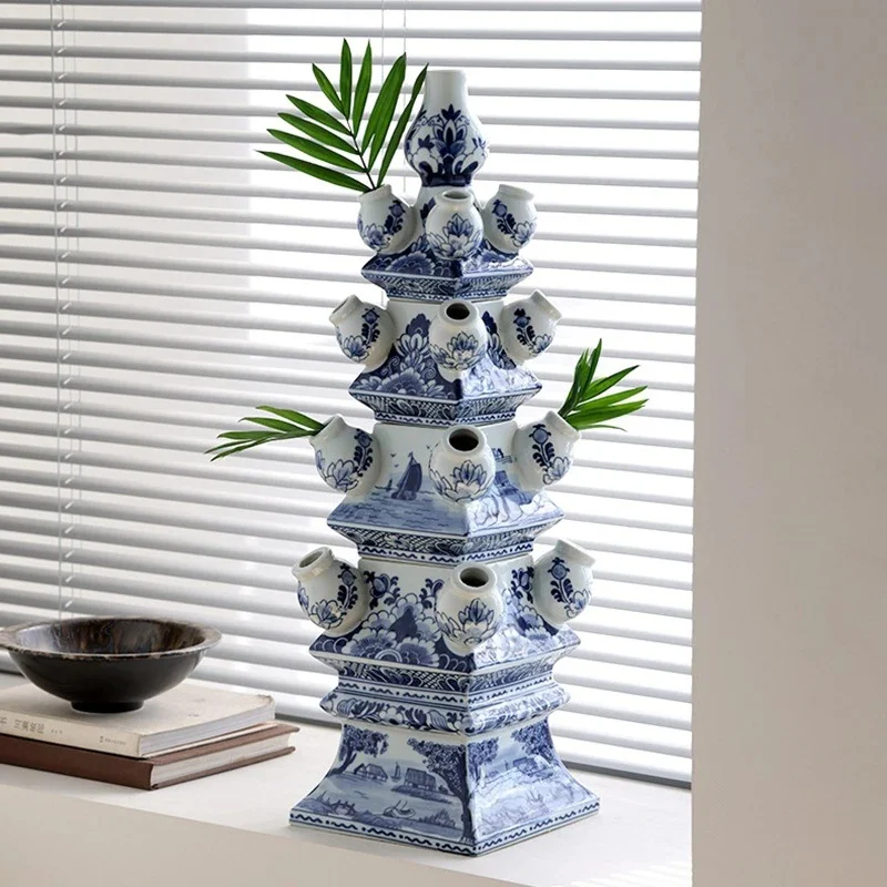 Keramische beeldjes Woonkamer Esthetische sculpturen Interieur Vloerdecoratie Kunst Bloemstuk Vaas Luxe huisornamenten - afbeelding 2