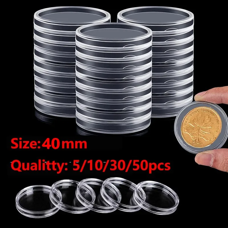 

5/10/30/50pcs 40mm Coinning Capsules Storage Box Clear Plastic Coinning Cases Holders Protector Coinning Capsules Storage