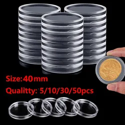 5/10/30/50pcs 40mm Coinning Capsules Storage Box Clear Plastic Coinning Cases Holders Protector Coinning Capsules Storage