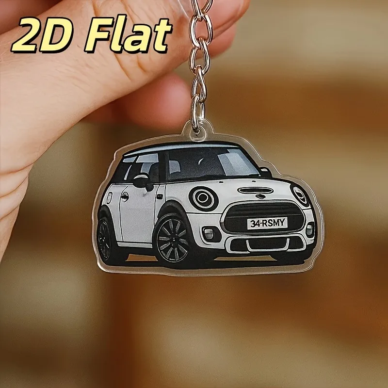 2D Plane - Personalized 2D Plane Car Acrylic Keychain with a Small Car Photo Keychain, Comes with a Customizable Keychain