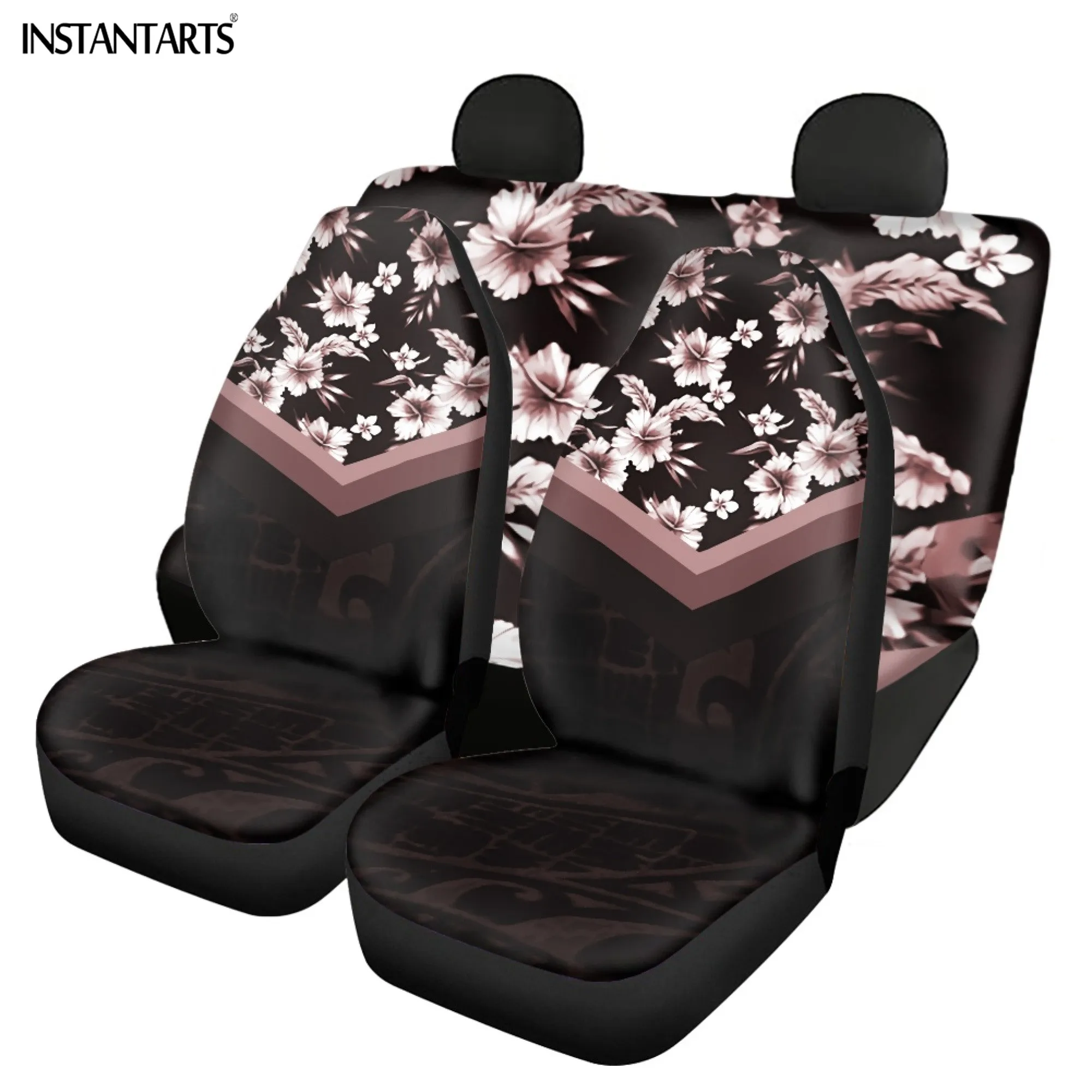 INSTANTARTS Hawaii Flowers Prints Vehicle Front and Back Cushion Anti-dirt Washable Covers Classical Car Decorative Accessories