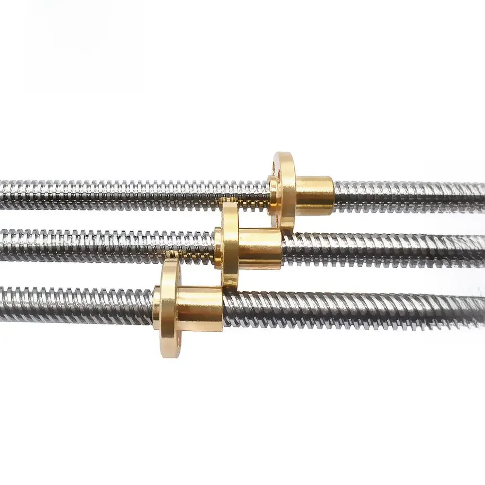 1 zestaw T8 średnica 8mm podziałka 2mm, 2/4/8mm z gwintem trapezowym wrzeciona śruba pociągowa długość 200/250/300/350/400/500/600mm z mosiężna nakrętka. — zdjęcie produktu 6