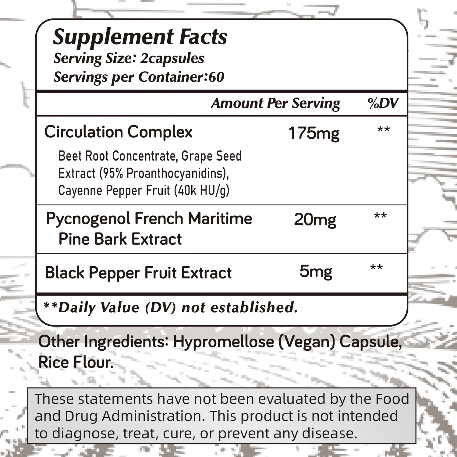 Pycnogenol - French Maritime Pine Bark Extract, Black Pepper Extract - Heart and Skin Health - 120 Capsules