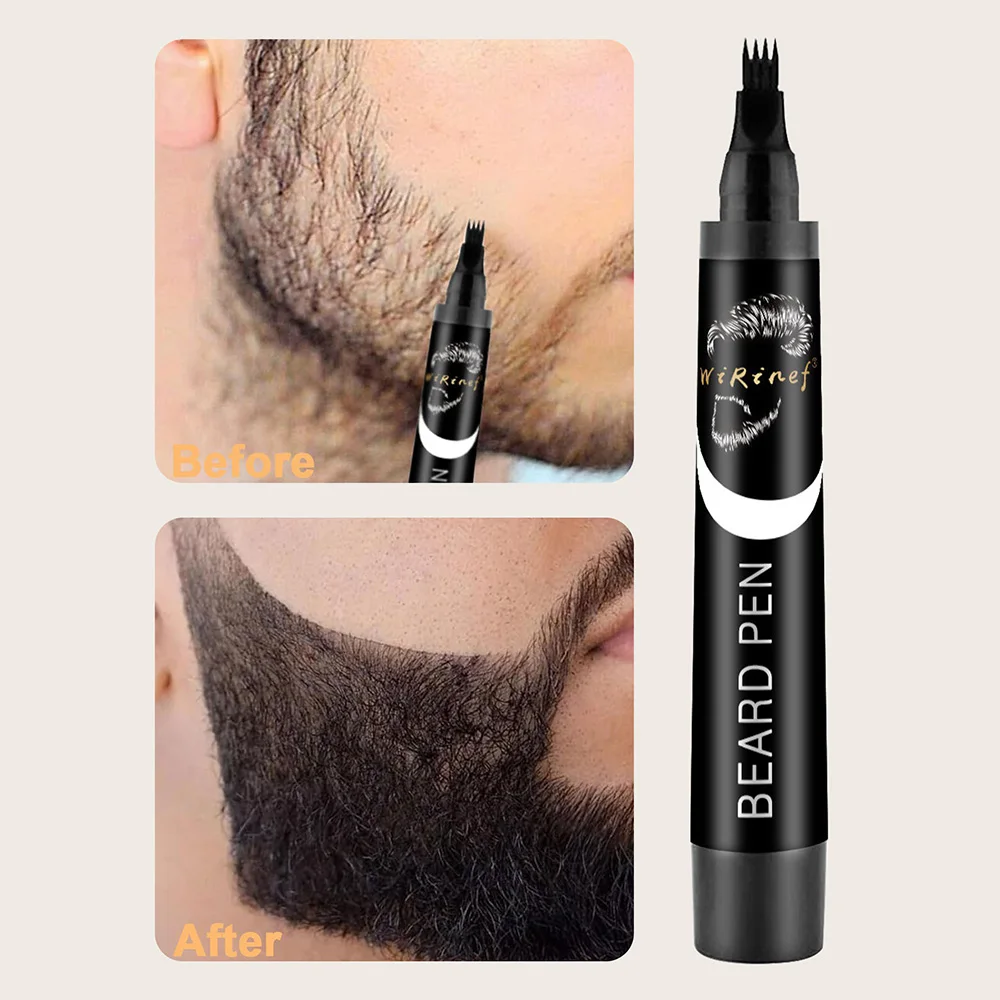 Beard Pen Filler Set Barber Styling Pencil Beard Enhancer Brush Waterproof Black Hair Pencil Cosmetic Styling Repair Tools