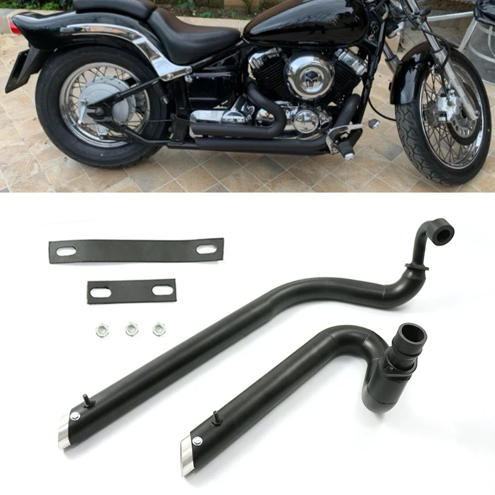 Motorfiets Volledige Uitlaat Uitlaatsysteem Pijp Slepen Leidingen Kit Dempers Voor Yamaha Drag Star V-star 650 XVS 650 DS650 XVS400 650A - afbeelding 2