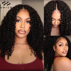 Unice Hair EasiContour Jerry rizado V parte peluca 100% cabello humano borde sin costuras mejora U parte peluca pelucas de cabello humano amigables para principiantes