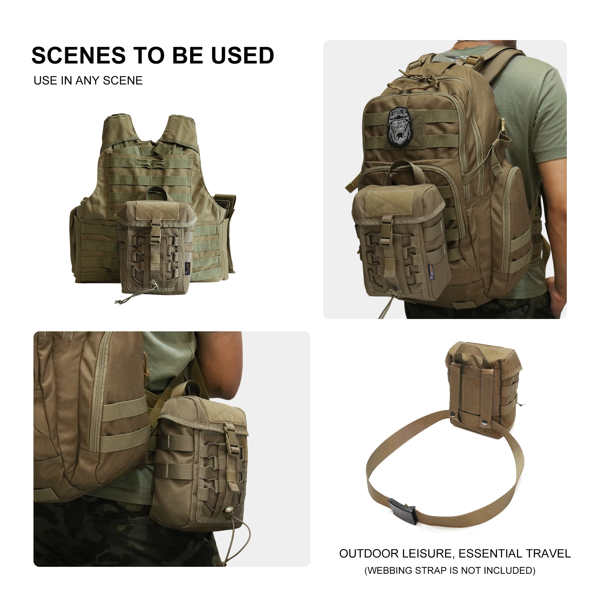 MARDINGTOP-Tactical Tool Pouch com Molle Sistema Webbing, Acessório Prático