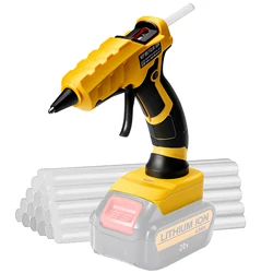 50W Cordless Hot Glue Gun for DeWalt 20V Battery 30s Quick Preheat with 30pcs 7mm Sticks for Arts & Crafts & DIY (No Battery)