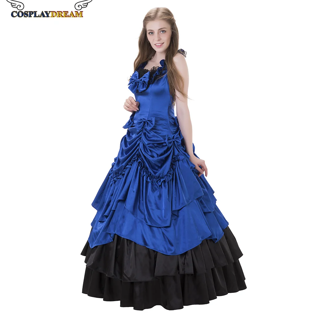 

red and blue ball gown dress vampire evening gown victorian gothic steampunk dress masquerade ball gown women's costume dress