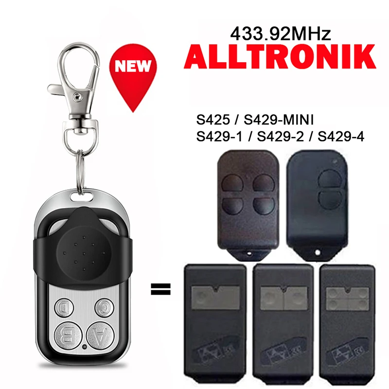 ALLTRONIK S429-1, S429-2, S429-4,S425,S429-Mini, garage door remote control, code clone duplicator replacement