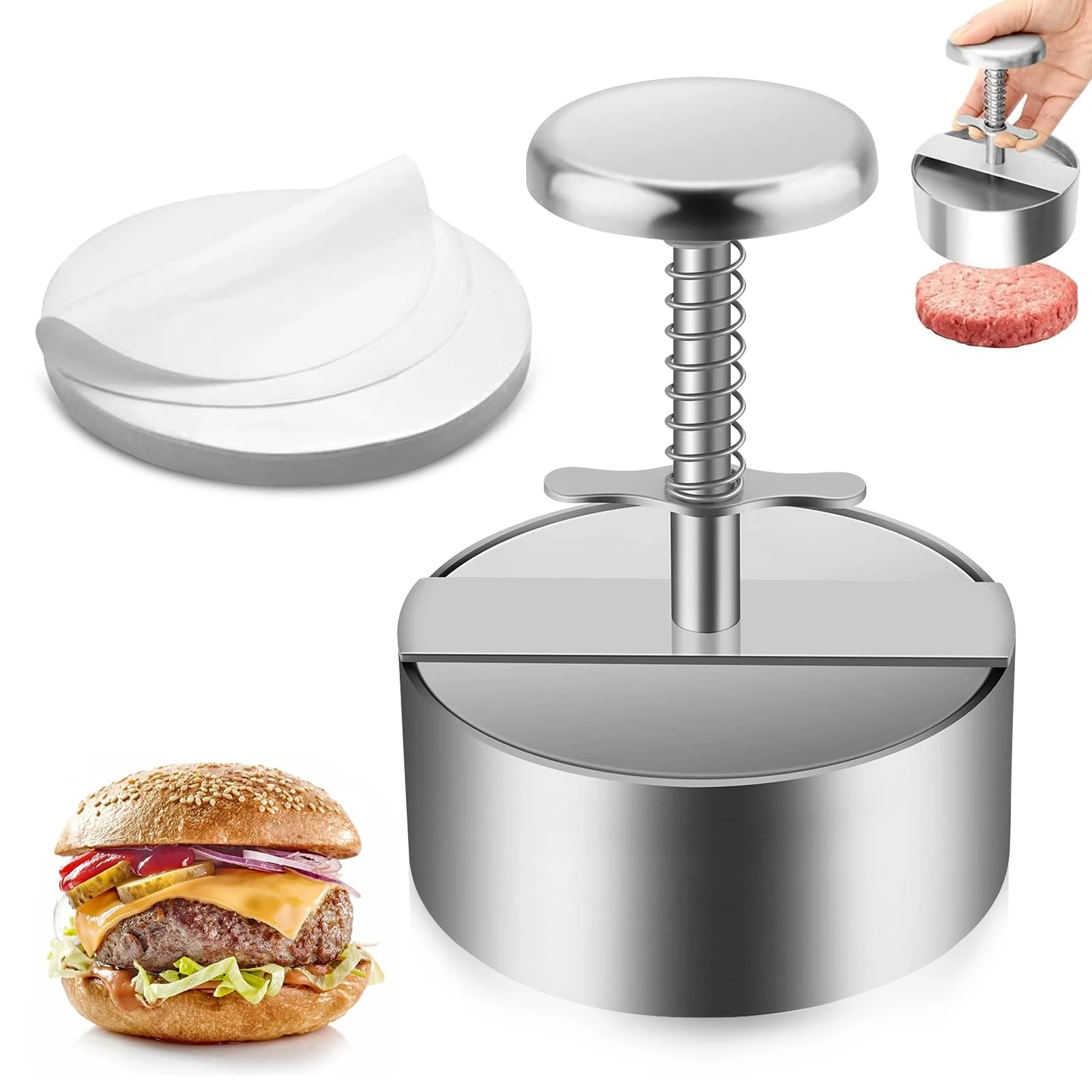 

Burger Press, Hamburger Press Patty Maker, 304 Stainless Steel Non Stick Patty Press, Suitable for Beef, Burgers and Cooking