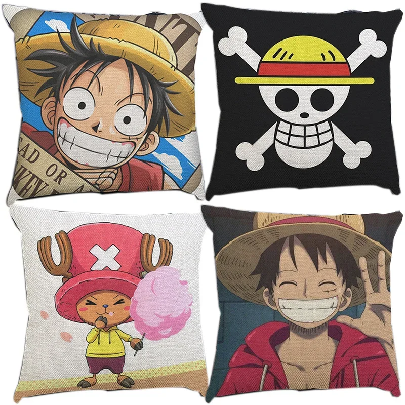 Einteiliger Kissen bezug Ruffy Nico Robin Muster Kissen bezug japanische Anime Home Sofa Dekoration