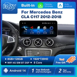 Android 14 Car Radio Screen Carplay Android Auto For Mercedes Benz CLA C117 2012-2018 WIFI 4G Car Intelligent Systems GPS Navi