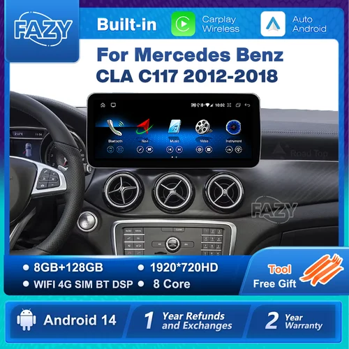 Android 14 Radio samochodowe Ekran Carplay Android Auto Dla Mercedes Benz CLA C117 2012-2018 WIFI 4G Samochodowe inteligentne systemy GPS Navi