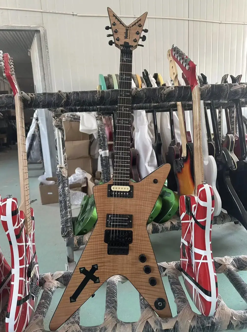 Custom Flamed Maple Top Dime Bag Dean Dimebag Darrell Electric Guitar Rose wood fingerboard in natural color, available in stock