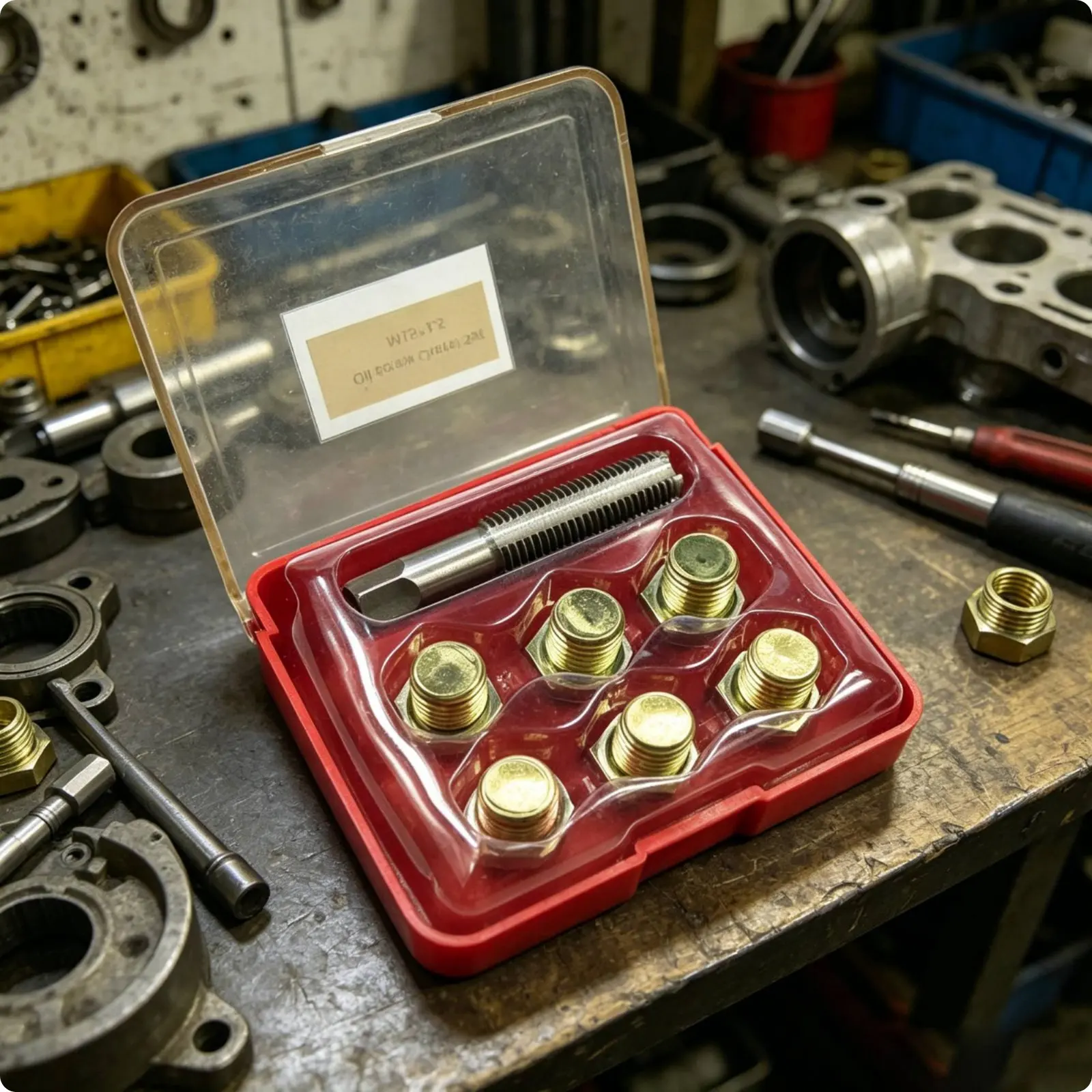 13 Pieces M15x1.5 Thread Repair Set Professional Quality Oil Pan Thread Repair Kit Includes Taps, Plugs, Washers Automotive Tool