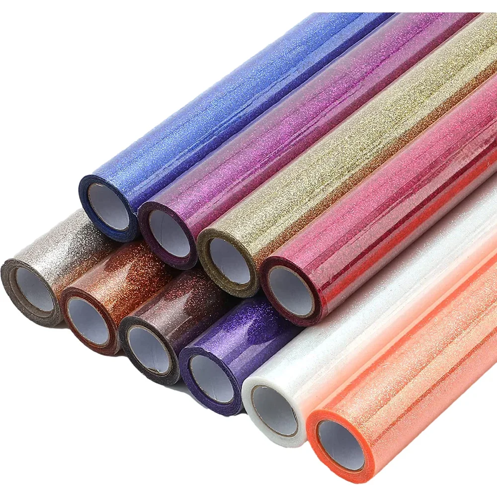 Presse à vinyl à transfert de chaleur à paillettes, Machine à repasser sur t-shirt personnalisé, facile à couper les mauvaises herbes, vinyle HTV pour Machine à découper