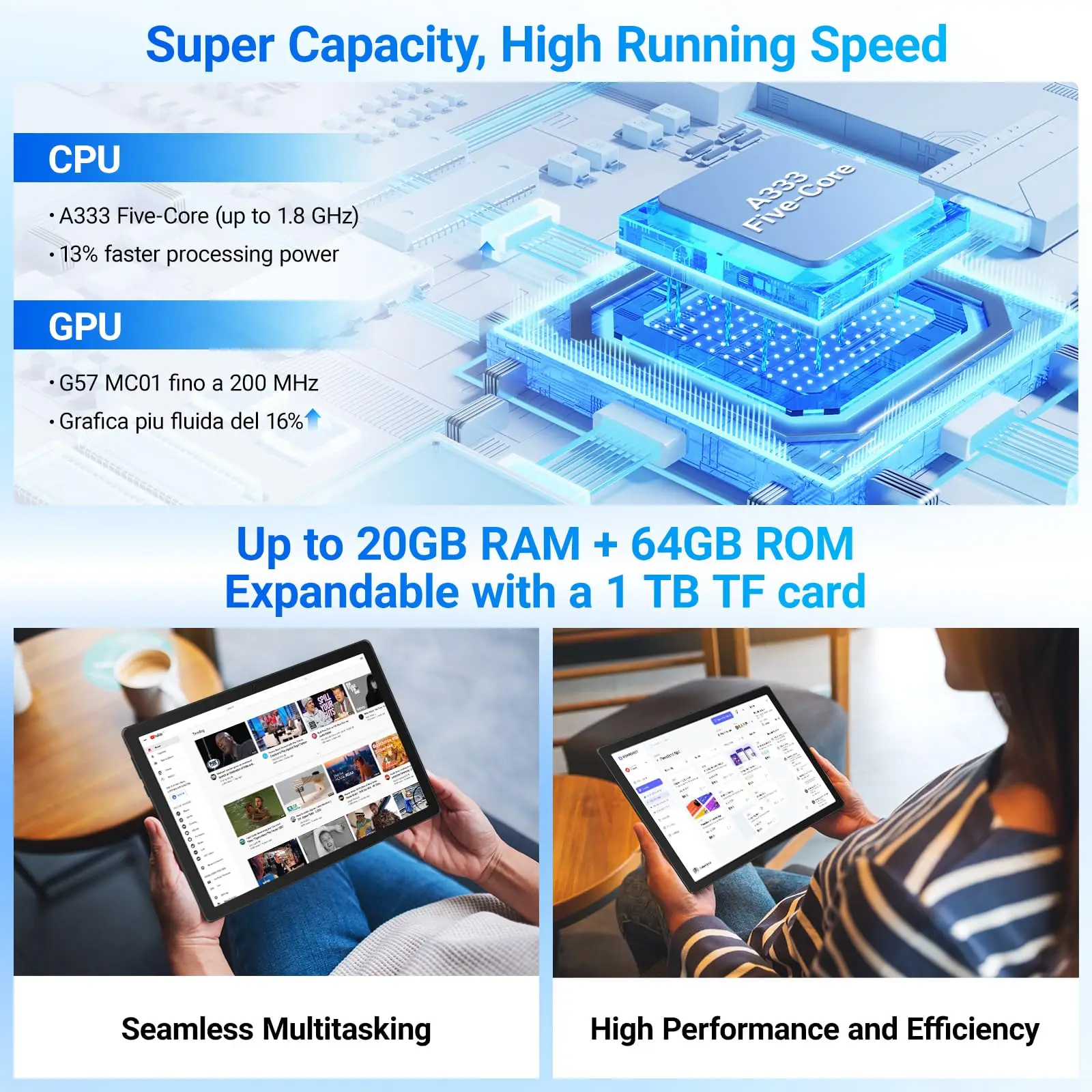 2026 New Model Tablet - 10-inch Android 16, 20GB + 64GB/1TB expandable storage, Face ID | OTG, IPS | 1280*800 | WiFi 6 | BT 5.3 | Tab PC, dual cameras 5MP + 8MP, 6000mAh, supports Widevine L1 (black) - view 4