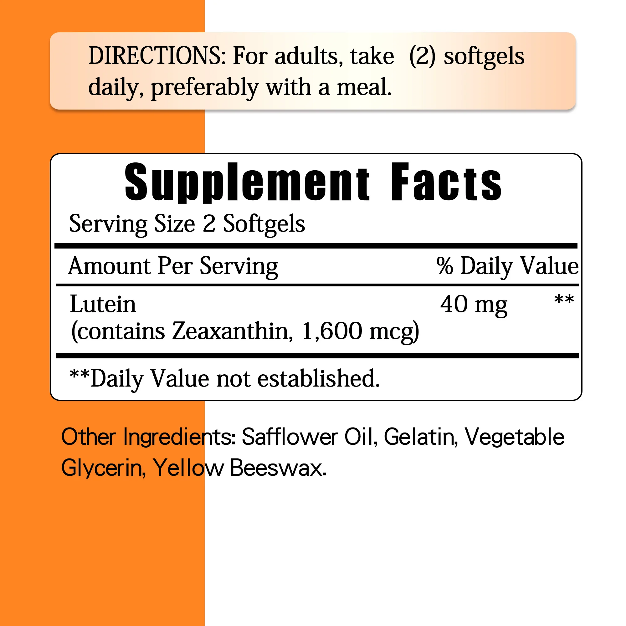 Lutein 40mg - Eye Health, Relieve Eye Fatigue and Dryness, Enhance Visual Function - 120 Capsules