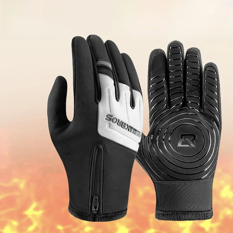 AliExpress ROCKBROS Autumn Winter Gloves Touch Screen Bicycle Gloves Full Finger Keep Warm Gloves MTB Road Warm Long Wrist Cycling Gloves