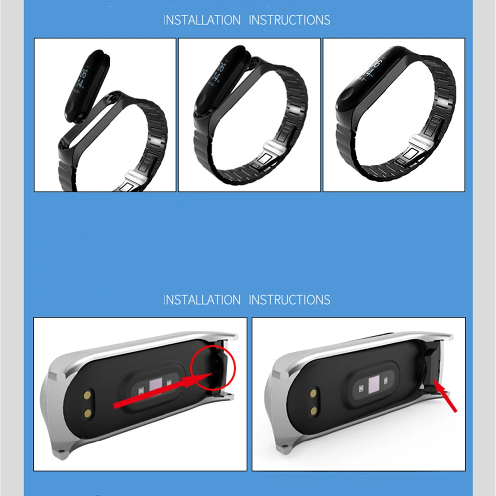 Stainless Steel 3-heads Watchband for Xiaomi Mi Band 7 Strap Bezel Watch Band Wrist Frame For bracelet Miband 7 Case