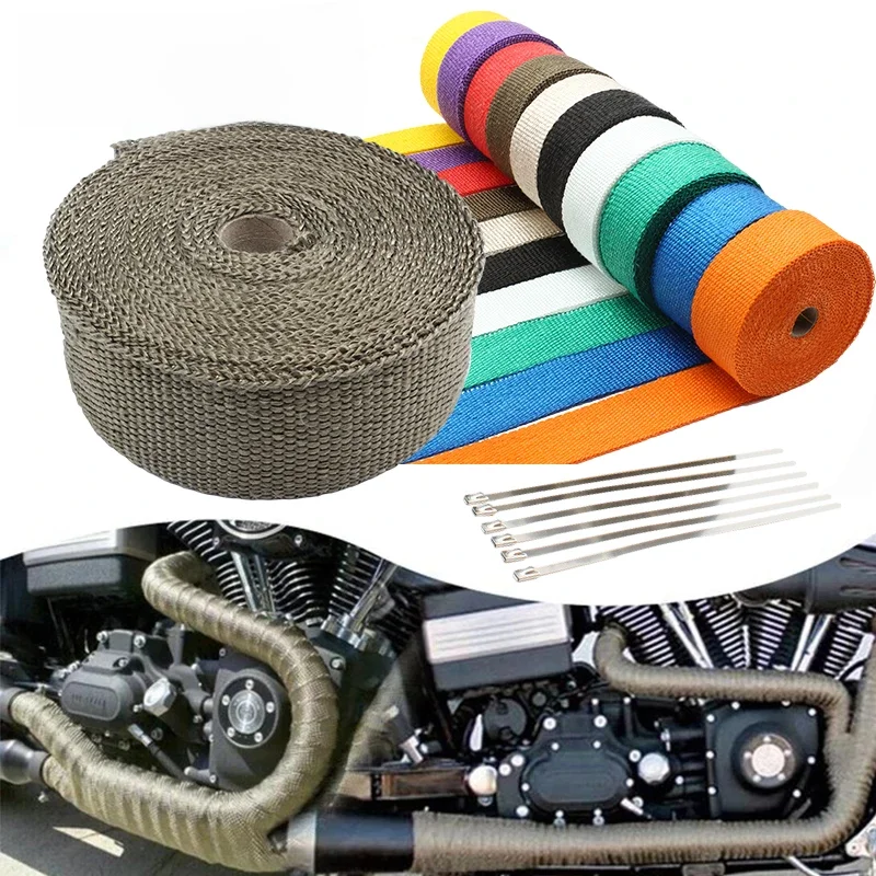 AliExpress PowerMotor Enduro Exhaust Motorcycle Muffler Thermal Tape Motorbike 5cm 5M 10M 15M Dirt Bike Car Motocross Heat Wrap Band Modified Parts