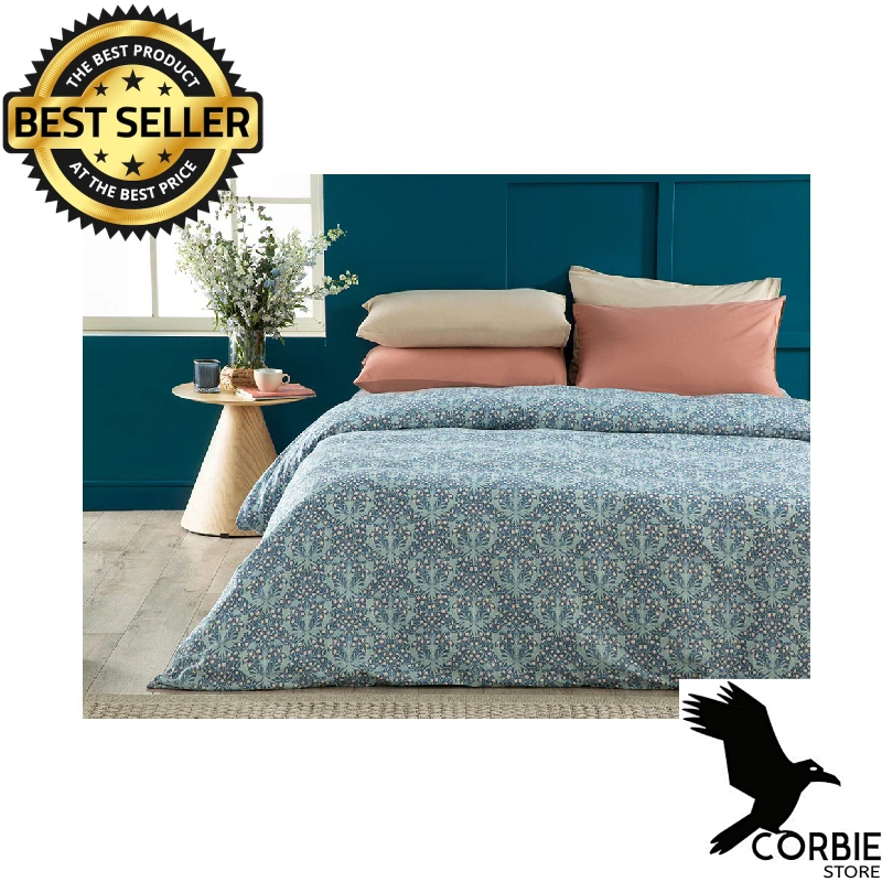 English Home Tulip Blues Easy to Iron Double Duvet Cover 200X220 cm Navy Blue