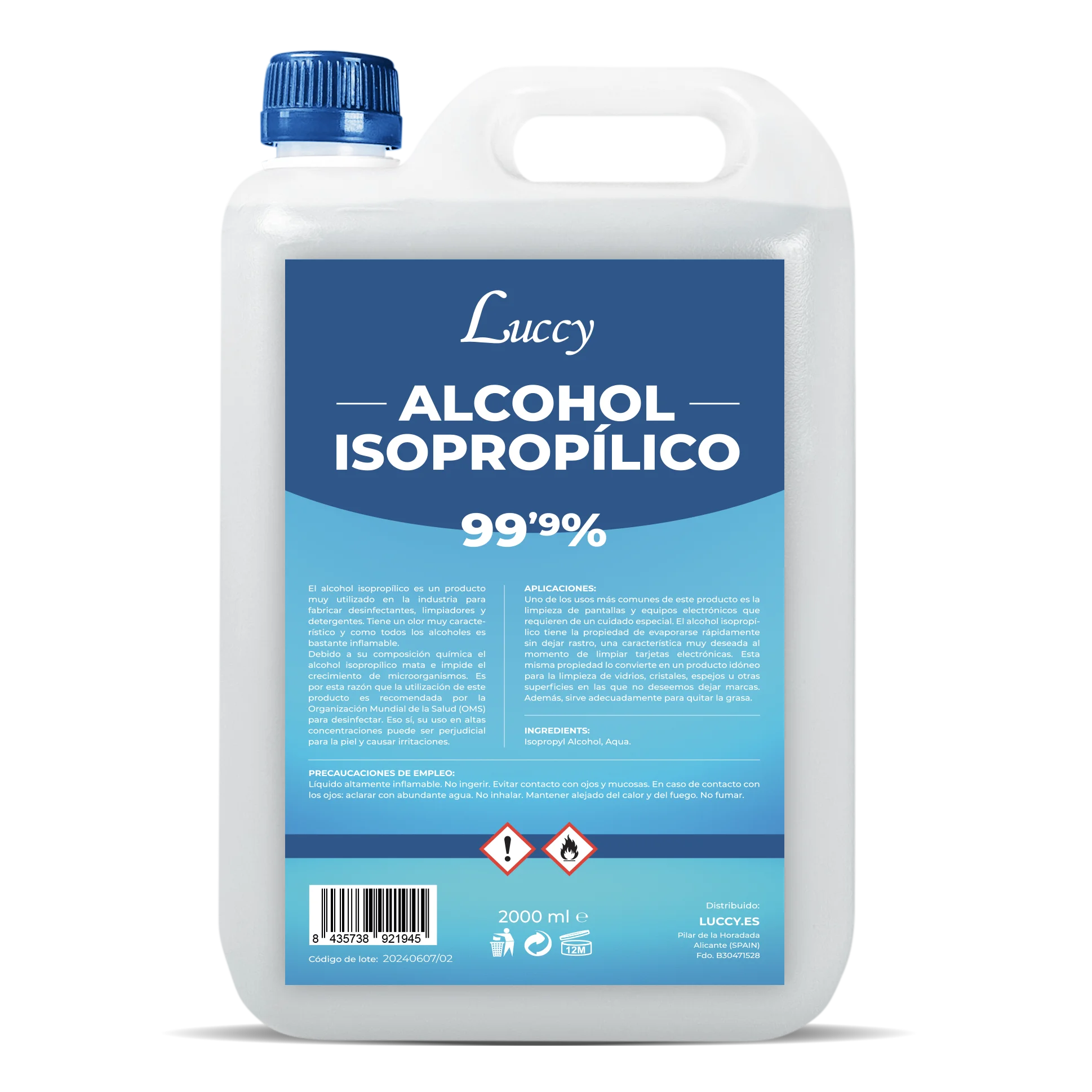 Alcohol Isopropílico 99,9% | Isopropanol, ideal limpieza de componentes electrónicos, desinfección