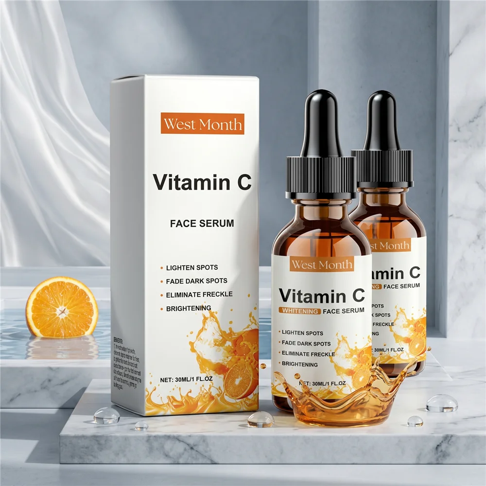 Conjunto de 2PCS de Sérum Facial de Vitamina C Hidratante e Iluminador com Acabamento Aveludado para Cuidados Diários da Pele