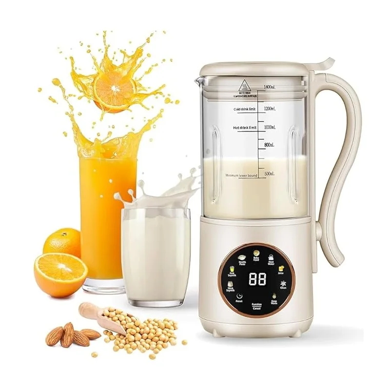 Máquina de Leche Vegetal 1400ml Don Feliz 8 en 1 | Batidora Multifuncional 12 Cuchillas Acero Inoxidable | Pantalla LED y Tempor