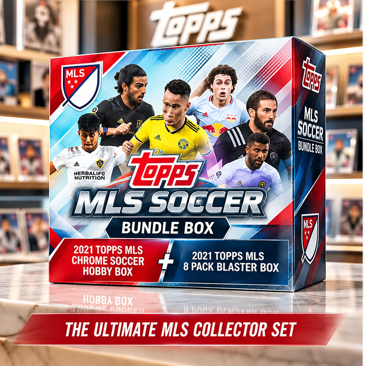 2021 Topps MLS Chrome Soccer Hobby Box With Topps MLS Soccer 8-Pack Blaster Box, 120 Total Cards, Look for 1 Autograph And 4 Exclusive Foil Parallels on Average
