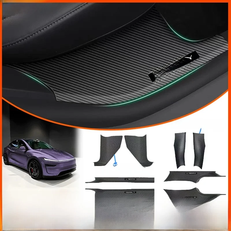 2 4 8 pièces pour Tesla modèle Y Juniper 2025 + ABS protecteur de seuil de porte avant et arrière bande de seuil panneau de protection Anti-coup de pied tampon étanche