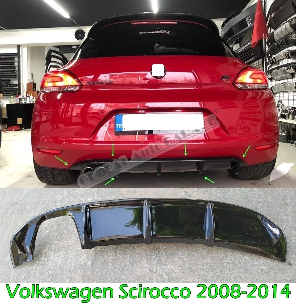 

For Volkswagen Vw Scirocco 2008 2009 2010 2011 2012 2013 2014 Diffuser Extension Rear Bumper Attachment Car Styling Auto Sport