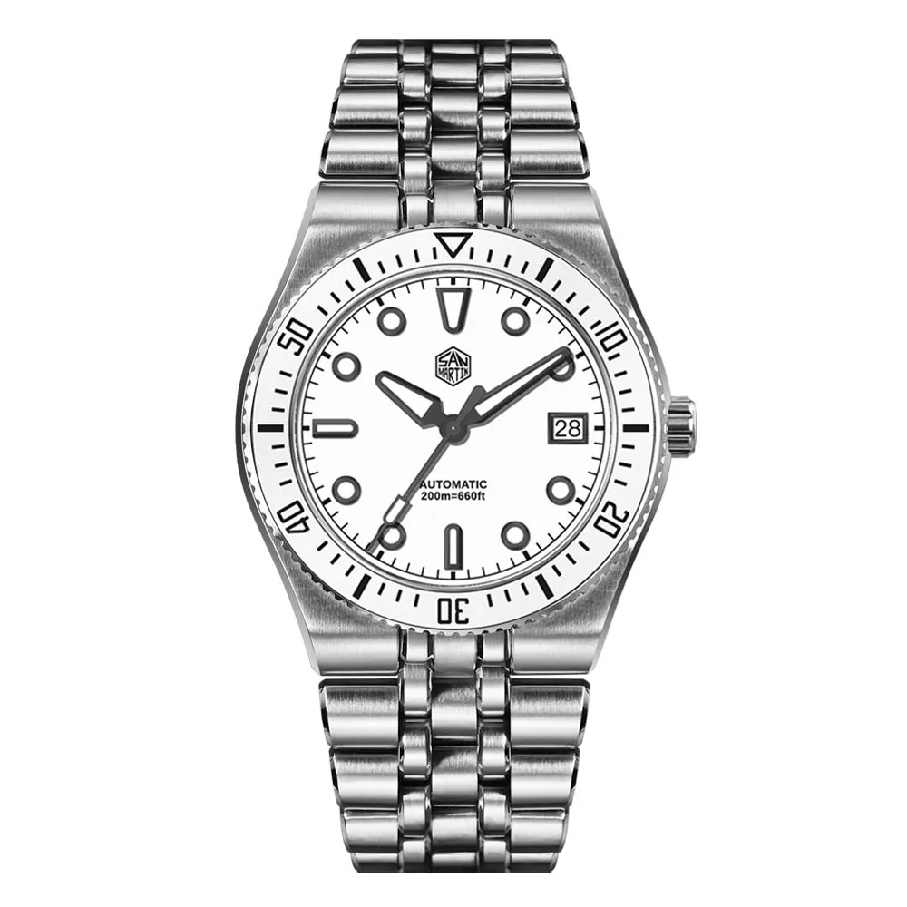 San Martin 40mm Enamel Spiral Dial Integrated Bracelet Men Diver Watch Miyota 9015 Automatic Mechanical Waterproof 200m SN0148 image 3
