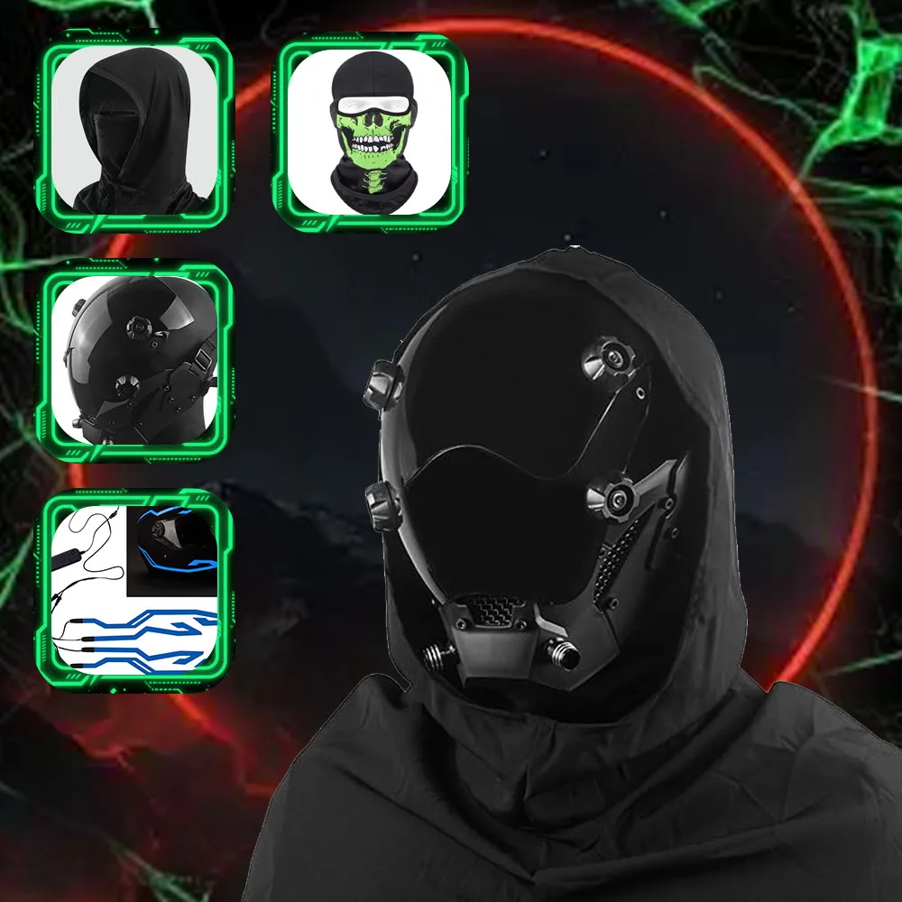 

Cyberpunk Cool Sci-Fi Gothic Mask Skull Helmet Dress Up Accessories Halloween Cosplay Photo Prop Bar Club Rave LARP Party Supply