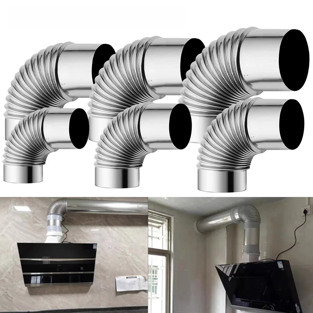 Coude à 90 degrés en acier inoxydable, 50-100mm, pour poêles, cheminées, fumeurs, barbecue, ventilation, doublure de cheminée, courbure