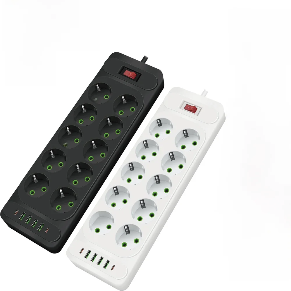EU Plug AC Tomada Multicap Power Strip, Cabo de Extensão, Tomada Elétrica, Smart USB, Home Office,