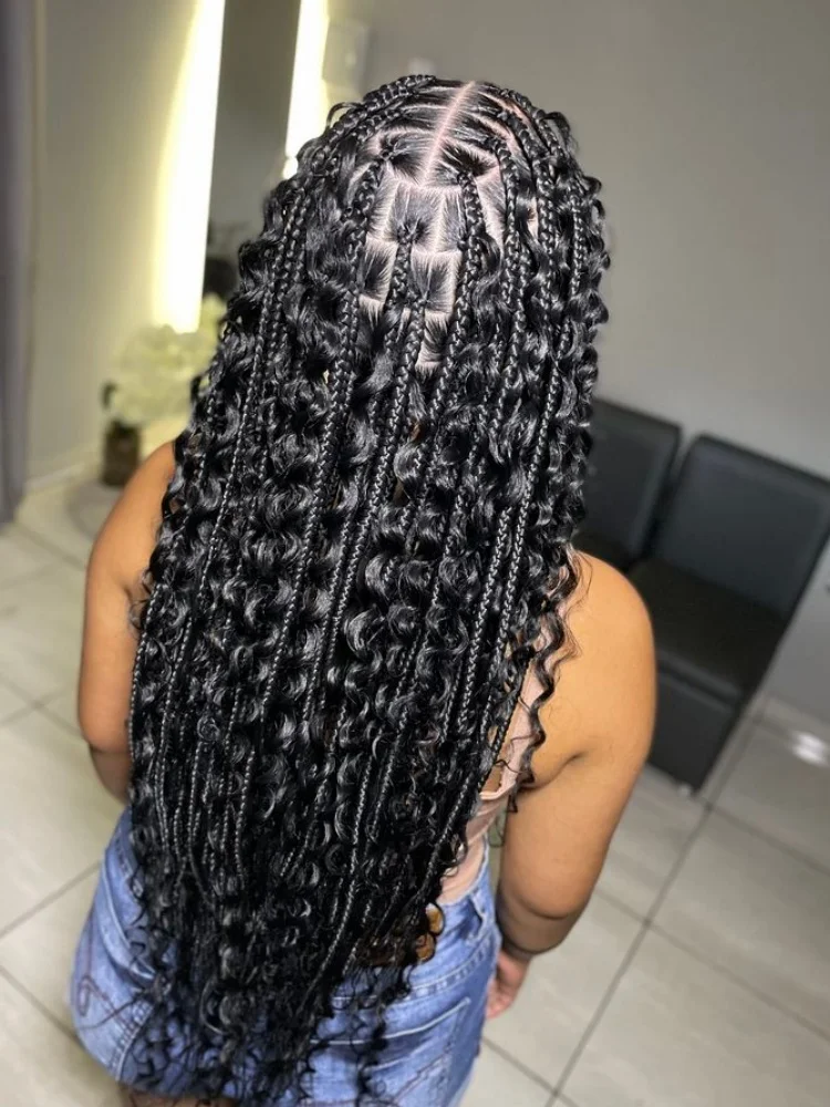 Remy Hair Deep Wave Braiding Hair Natural Black Curly Human Hair Extensions 28 Inch No Weft Boho Braids Hair Extensions For Women