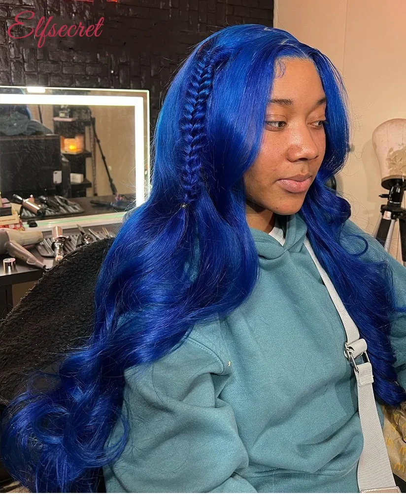 Royal Blue Colored Lace Front Wigs 13x4 Body Wave Brazilian Transparent Lace Frontal Wigs For Women Human Hair Wigs Pre Plucked