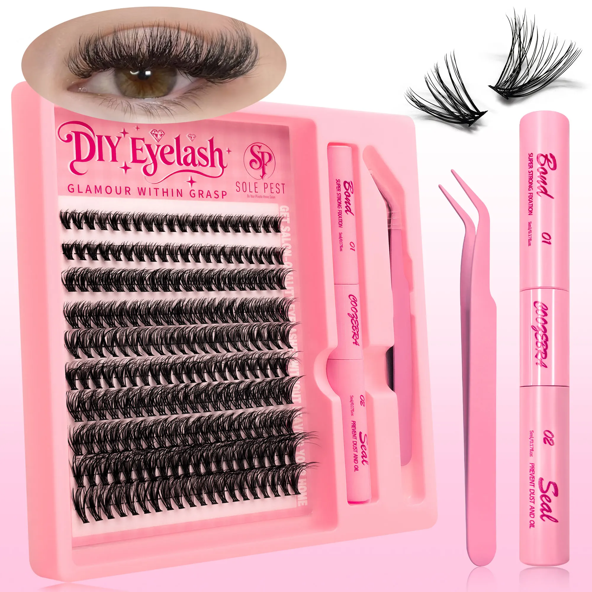 This 200-Clump Natural-Looking Eyelash Kit Includes Eyelash Glue and Tweezers to Create a Unique Makeup Look.