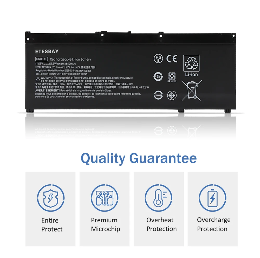 ETESBAY SR03XL 4550mAh Laptop Battery For Hp Pavilion 15-cx0003ng 15-CX0058WM 15-CX CX0056WM Envy X360 15-CN 15-CP 17-BW Series