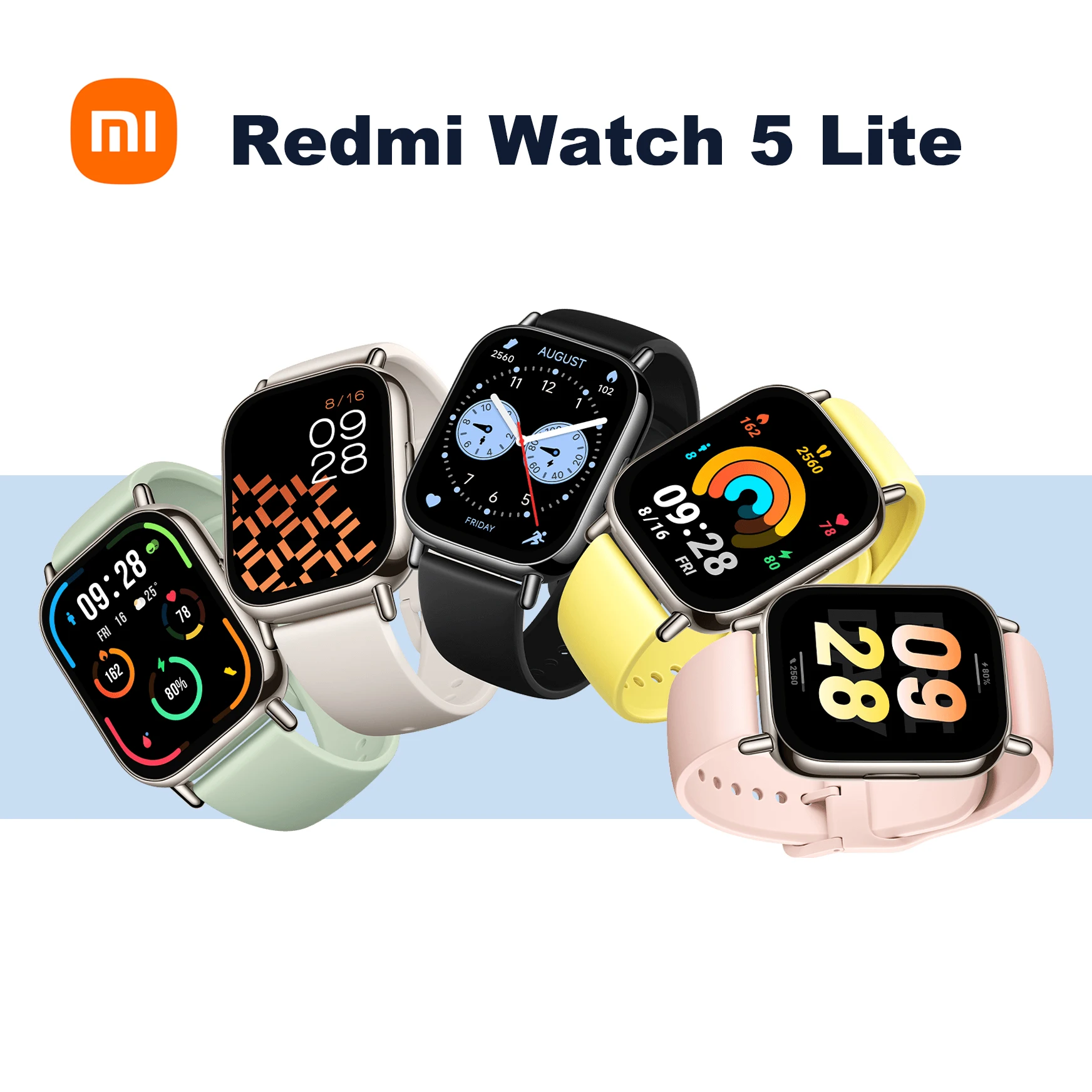 Xiaomi Redmi Watch 5 Lite 1,96'' AMOLED-Display, Dual-Mikrofon-Rauschunterdrückung und BT-Anrufe, 150+ Trainingsmodi, 470mAh, Schwarz