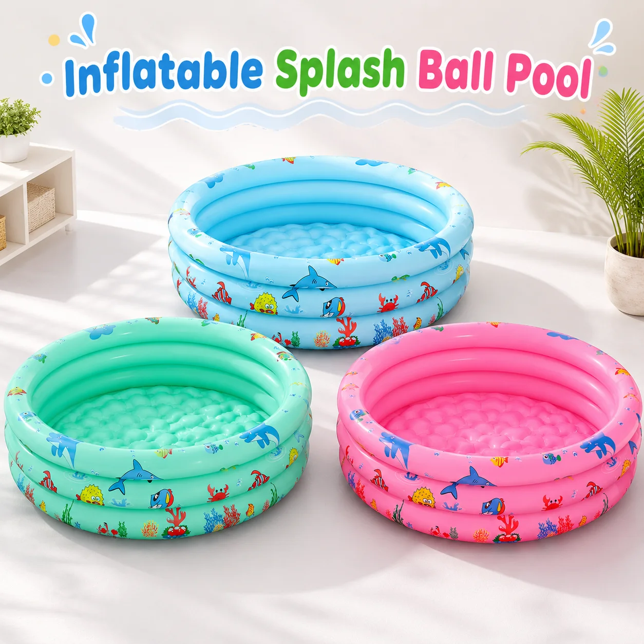 Bubble Machine Outdoor - Portable Inflatable Ball Pit, Blue Green