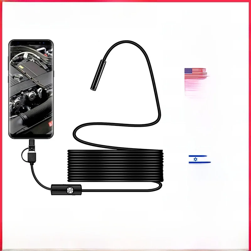 Caméra endoscopique Android 3 en 1, 7mm, micro USB, type C, boroscope, mini, étanche, LED, inspection de voiture, pour HUAWEI XIAOMI PC