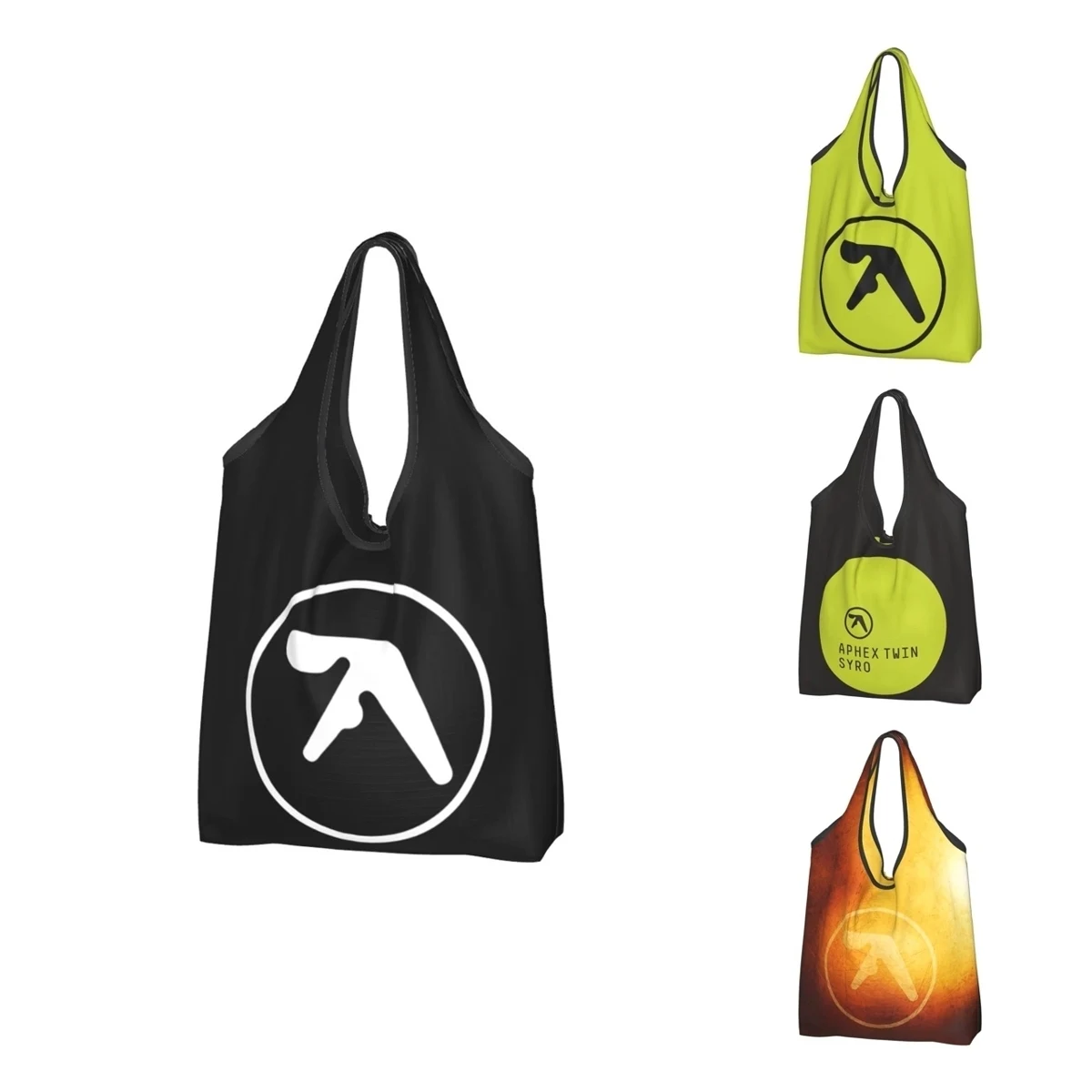 Large Reusable Richard D James Electronic Music Grocery Bags Recycle Foldable Aphex Twin Shopping Tote Bag Washable Fits Pocket