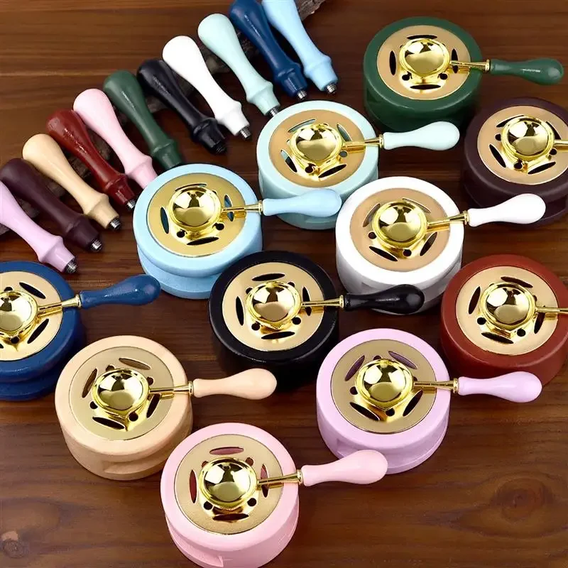 Ensemble de Sceaux d'Avertissement en Bois, Laque de Fusion, Four avec Cuillère et Poignée, Chauffe-pot pour Timbre Artisanal, 1/2/3 Pièces