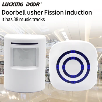 Split-Typ-Infrarotsensor, intelligente kabellose Türklingel, Bewegungsmelder, Zuhause, Markt, Geschäft, Willkommenstürklingel, 110–240 V, 38-Glockenspiel-Empfänger