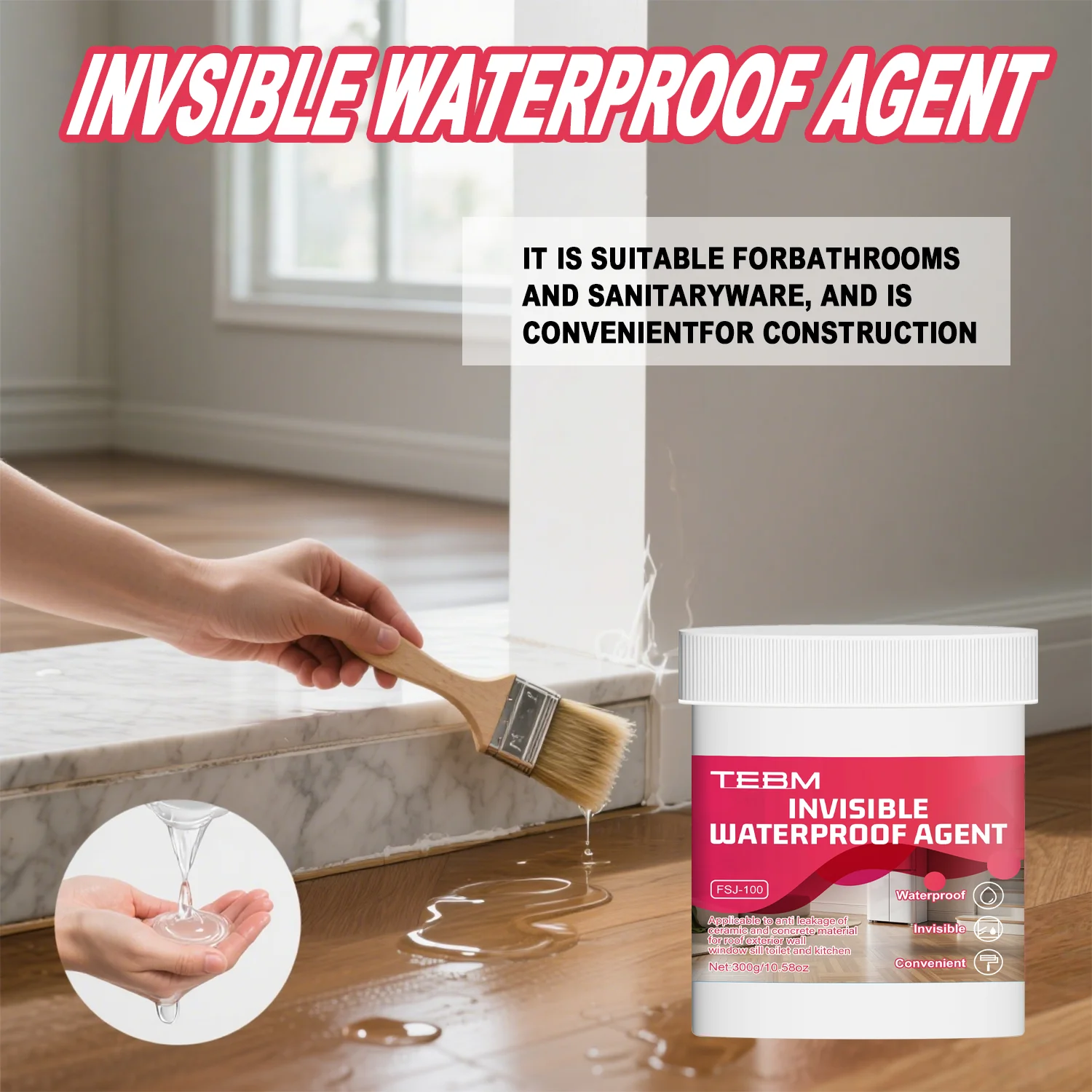 500g Waterproof Coating Invisible Paste Sealant Glue with Brush Adhesive Repair Nano Glue for Home Roof Bathroom Freeze-resistan