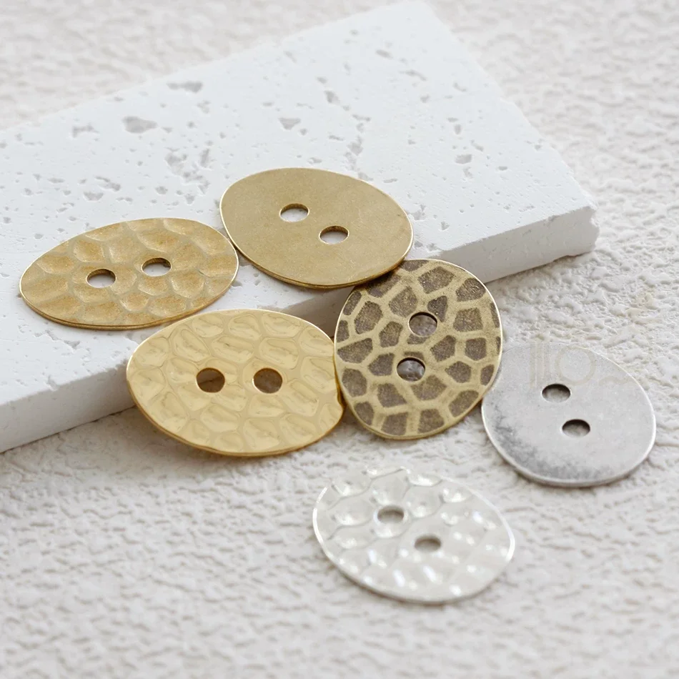 DIY Supply-Premium Plated Laser Cut Solid Brass One Side Hammered Charm - Irregular 26.2x20mm (4906C-1)