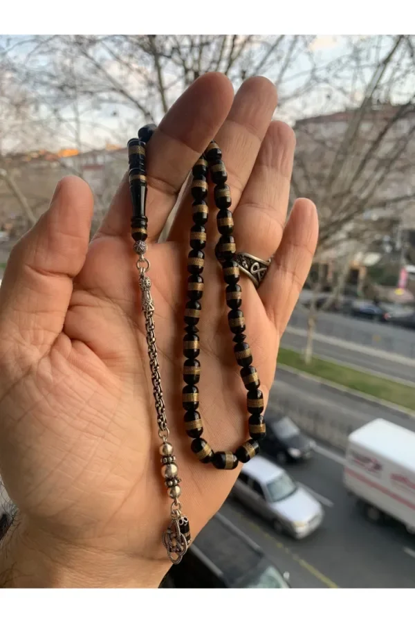 

Wooden Kuka Stone Rosary with Silver Tassels